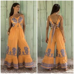Nema Resort Wear Orange and Blue Women's Jumpsuit